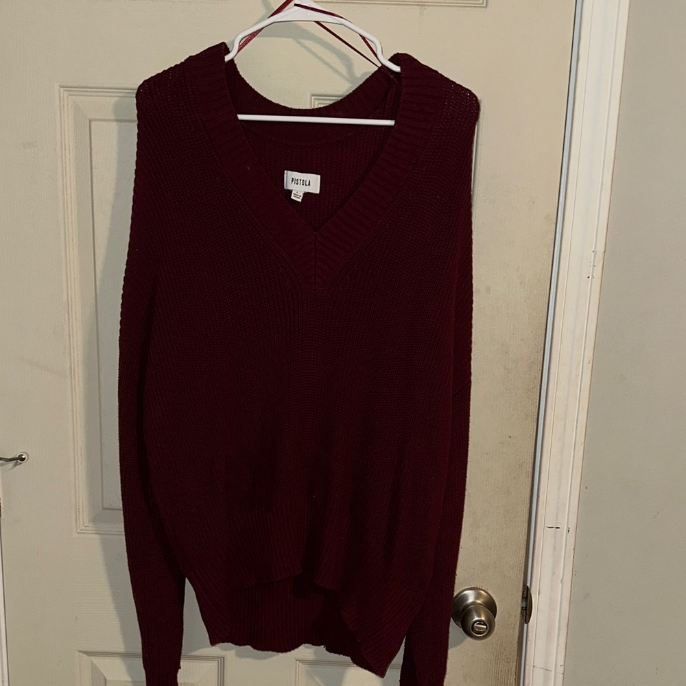 Pistola Women's Burgundy V-Neck Sweater
